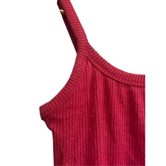 Red Ribbed Tank‎ Top Sleeveless Basic Casual Everyday Layering - Picture 3 of 6